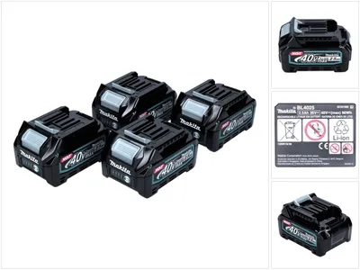 Obrázok produktu pre Akumulátorová súprava Makita 40 V so 4x BL 4025 2,5 Ah ( 4x 191B36-3 ) XGT Li-Ion akumulátorom triedy ochrany IP64 s LED displejom