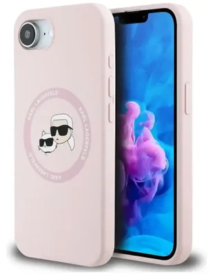 Produktbild von Karl Lagerfeld Silikon Karl & Choupette Heads MagSafe - Hülle für iPhone 16e (Pink)