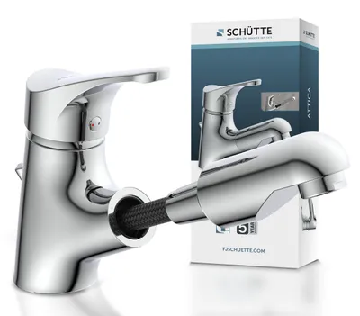 Produktbild von SCHÜTTE ATTICA Waschtischarmatur mit herausziehbarer Brause ATTICA, Wasserhahn Bad Chrom