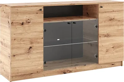Produktbild von System E Vitrinen E4  Beistellschrank Holzvitrine Eiche Artisan