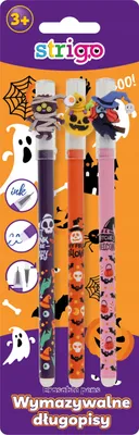 Produktbild von STRIGO Halloween Radierbarer Kugelschreiber Set 3 Stück Blau