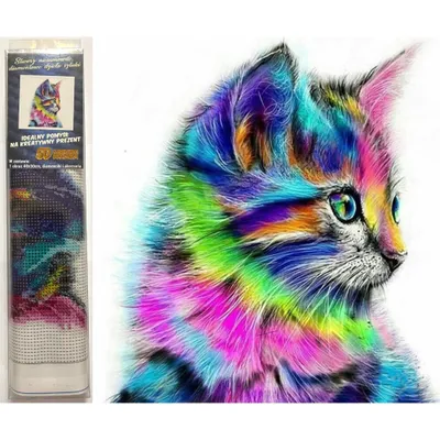 Productafbeelding van Diamantmozaïek, kleurrijke kat, 30x40, creatief