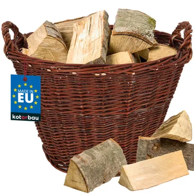 Produktbild von KOTARBAU® Weidenkorb mit Griffen Ø 55 cm Blumen Korb Aufbewahrung von Spielzeug Holzkorb für Kaminholz Erntekorb aus Weide Aufbewahrungskörbe Braun