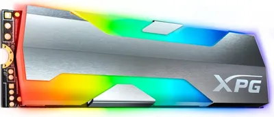 A product shot of an SSD with RGB lighting.