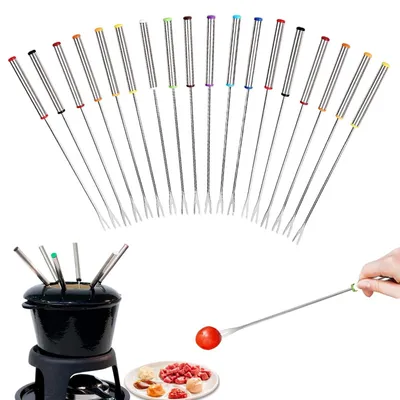 Productafbeelding van Solidchoice - Set van 18 RVS Fondue Vorken met Hittebestendige Handgrepen