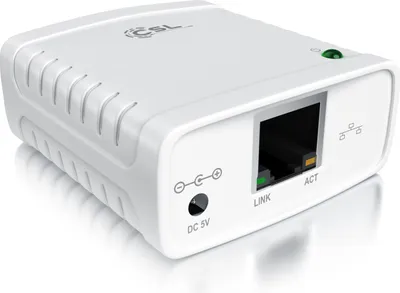 Produktbild von CSL LAN Printserver Druckerserver - Fast Ethernet - USB2.0 High Speed - LRP Print Server für Windows – Netzwerk USB zu RJ45 - DHCP fähig, TCP/IP – inkl. Netzteil und Ethernetkabel – Neues Modell