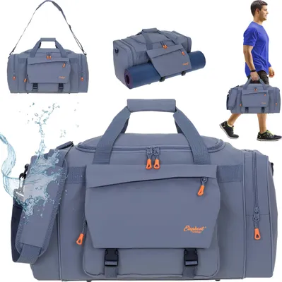 Produktbild von Sporttasche Saunatasche aus Plane Herren Damen Elephant Tour Large Big 55 cm 40 L Nassfach Matten Fixierung Reisetasche Sport Fitness Tasche groß 1304 Titan Grey (Grau) + Trinkflasche