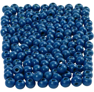 Produktbild von Holzperlen, D 5 mm, Lochgröße 1,5 mm, ca. 150 Stk, Blau, 6 g/ 1 Pck [HOB-570398]