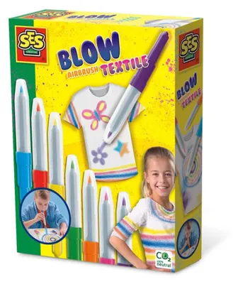 Produktbild von SES Creative 00281 – Textil Blow-Airbrush Stifte für Kinder, Sicher und Kreativ, Guss-/Mal-Set für Kinder, 5 Jahr(e), Karton