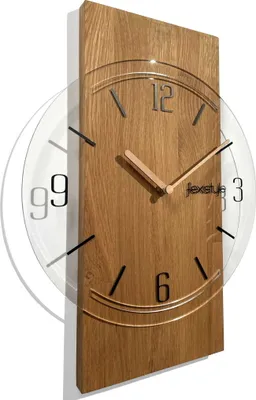 Produktbild von Wanduhr groß Geometrisch 40cm ohne tickgeräusche Holz holzoptik Wohnzimmer jugendzimmer (Eiche/Transparent)