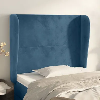 Produktbild von vidaXL Kopfteil mit Ohren Dunkelblau 93x23x118/128 cm Samt - Kopfteil - Kopfteile - Bett-Kopfteil - Bettkopfteil