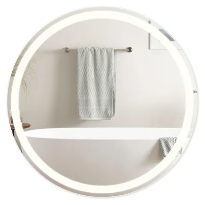 Image de ZMH Lampe miroir LED miroir rond 80 cm Miroir mural à intensité variable 3000K-6500K Interrupteur tactile Miroir anti-buée
