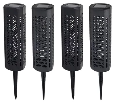 Solarleuchten 4er-Pack, 6x6x20 cm, schwarz, wiederaufladbar