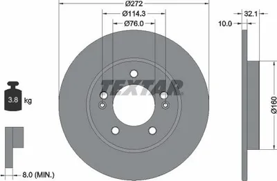 Produktbild von 2x TEXTAR Bremsscheibe 92291703 für HYUNDAI i30 Schrägheck (PDE PD PDEN) 3 8kg