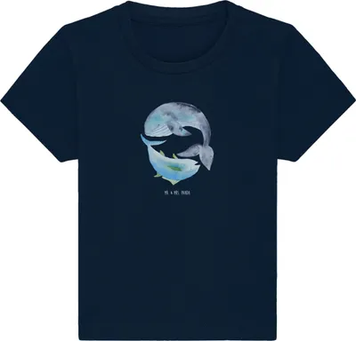 Produktbild von Mr. & Mrs. Panda  T-Shirt Walfisch Thunfisch 24. - 36. Monat - French Navy - Geschenk, Wahl, Lustige Sprüche, Tunfisch, Spruch Des Tages, Organic Baby Shirt, Babyshirt