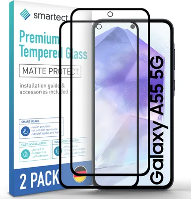 Produktbild von 2x Schutzglas Panzerfolie Full Screen Matt für Galaxy A55 5G Displayschutz Glas