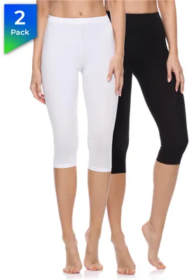 Produktbild von Merry Style Damen 3/4 Leggings Fitnesshose aus Baumwolle 2 Pack MS10-199 (Schwarz/Weiß, S)