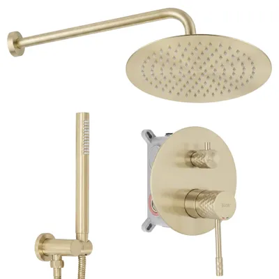 Image de Rea Kit De Douche Encastré  Lungo Diamond Brush Gold + Box