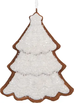 Image de Clayre & Eef Pendentif sapin de Noël 9x1x10 cm Blanc Plastique