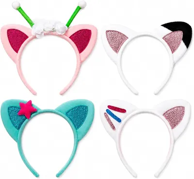 Imagen del producto de Conjunto de diademas con forma de orejas de gato, 4 unidades, con brillo y lentejuelas, ideales para el carnaval