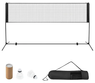 Produktbild von KOMFOTTEU Faltbares Badmintonnetz, Tennisnetz mit höhenverstellbare Höhe, Trainingsnetz mit 2 Badmintonbällen, Tragbares Sportnetz mit Tragetasche für Indoor & Outdoor