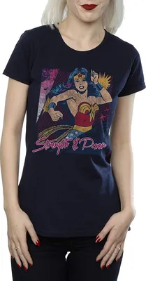 Produktbild von Wonder Woman - "Strength And Power" T-Shirt für Damen BI924 (L) (Marineblau)