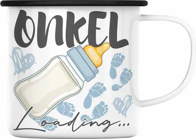 Produktbild von Trendation - Onkel Loading Emaille Tasse Werdender Onkel Schwangerschaft Ankündigung Bruder (Schwarz)