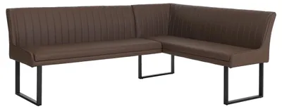 Produktbild von Eckbank HWC-O82, Esszimmerbank Bank, Kunstleder Metall 210x159cm  braun