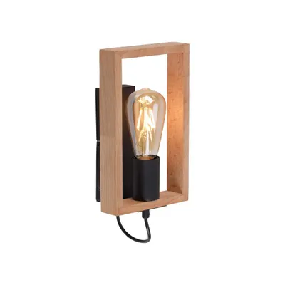 Obrázek produktu pro Nástěnné svítidlo, přírodní dřevo, černá barva, V 27 cm