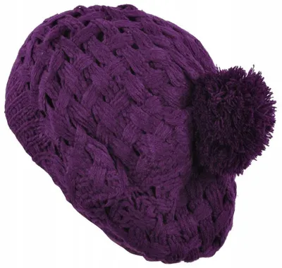 Image de Szaleo : Béret violet ajouré avec pompon