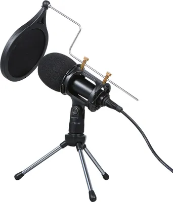 Produktbild von Kabelgebundenes Kondensatormikrofon Audio 3,5 mm Studio-Mikrofon Gesangsaufnahme KTV-Karaoke-Mikrofon mit Staender fuer PC-Telefon