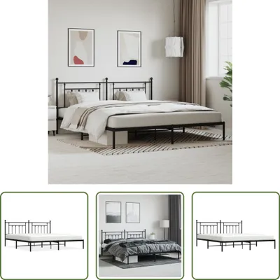 Produktbild von The Living Store Bettgestell mit Kopfteil Metall Schwarz 200x200 cm