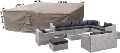 Produktbild von Raffles Covers Abdeckung für Lounge-Sets 350 x 300 H: 70 cm | Atmungsaktiv | Wasserdicht | UV-beständig | Doppelnähte | Elastischer Kordelzug