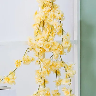 Obrázok produktu pre Umelý vinič Cherry Blossom Sakura Flower Garland Domáce dekorácie pre spálňu Kancelária Champagne