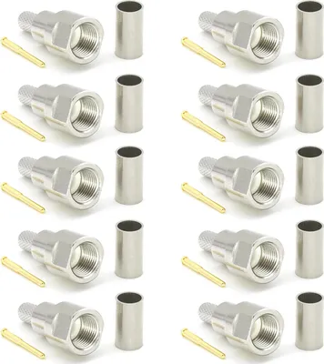 Image de Connecteur FME pour RG58 LMR195 RG303 RG141 RG142 RG400 Câble coaxial à sertir RF Connecteur nickelé (pack de 10)