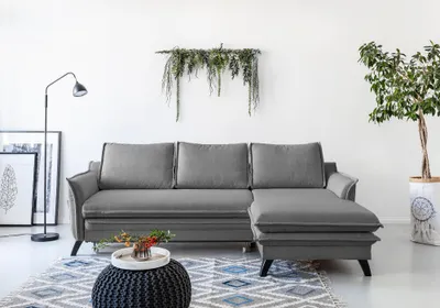 Produktbild von MIUFORM Charming Charlie - Ecksofa mit Bettfunktion und Bettkasten L-FORM RECHTS - 228x150cm - Grau - Sofa Schlafsofa Couch