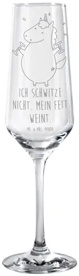 Produktbild von Mr. & Mrs. Panda Glas Einhorn Fitness - Transparent - Geschenk, Fitnessstudio, Kelchglas, Sport, Sektglas, Trinkglas, Unicorn, Gym, Champagnerglas, mit Gravur