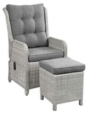 Produktbild von Loungesessel mit Hocker 40 x 40 cm | Dublin | Polyrattan | Mystic Grey