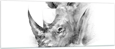 Produktbild von Bilder auf glas - Einteilig - Nashorn Porträt Grafik - 140x50cm - Glasbilder - Wandbilder - Bilder - zum Aufhängen bereit - Wanddekoration aus Glas - Glas Bilder - Wandbild auf Glas - GAB140x50-4378