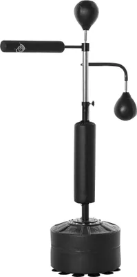 Produktbild von Höhenverstellbarer Boxstand-Trainer 160-230cm mit 2 Speedbällen, Reflexstange und Saugnapf-Basis für Erwachsene und Jugendliche in Schwarz