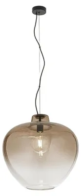 Immagine prodotto di Sospensione in vetro soffiato 10S46667 E, design moderno con finitura marrone specchiato sfumato e struttura in metallo nero opaco, E27 - Perenz