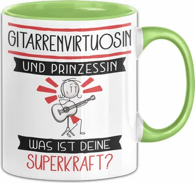 Produktbild von Gitarrenvirtuosin Und Prinzessin Tasse Geschenk Für Eine Gitarrenvirtuosin Geburtstag Was Ist Deine Superkraft (Grün)