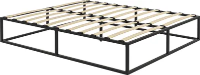 Produktbild von HOMCOM Bettgestell mit Sperrholzlatten und Unterbett, 190x160x35cm, Schwarz und Holzfarbe