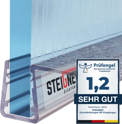 Produktbild von STEIGNER Duschdichtung, 80cm, Glasstärke 6/7/ 8 mm, Gerade PVC Ersatzdichtung für Dusche, UK11