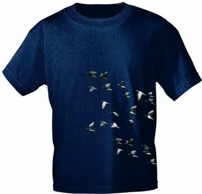 Produktbild von T-Shirt mit Print - Tauben Taubenschwarm - TB152/1 dunkelblau Gr. S-3XL Größe - 3XL