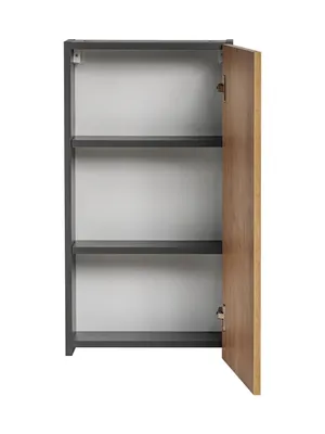 Image de Armoire De Salle De Bain Suspendue 40 Cm 1 Porte Chêne Hamilton Gris Moderne