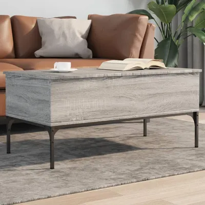 Produktbild von Design Couchtisch Grau Sonoma 100x50x45 cm Holzwerkstoff und Metall, Couchtische 2024 Neu