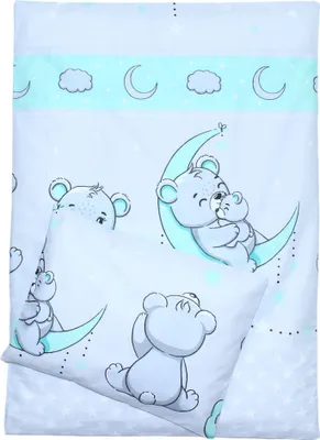 Produktbild von 4tlg Kinderwagenset Baby Bettwäsche für Kinderwagen Bezüge Decke Kissen 4. Bärchen Minze