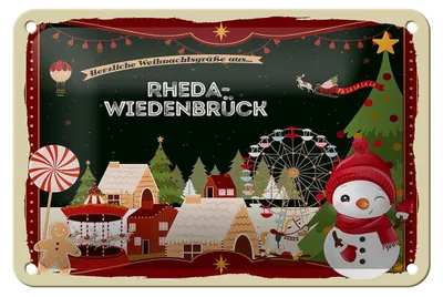 Produktbild von Blechschild Weihnachten Grüße RHEDA-WIEDENBRÜCK Dekoration  18x12cm