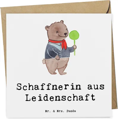 Produktbild von Mr. & Mrs. Panda Klappkarte Schaffnerin Leidenschaft - Weiß - Geschenk, Grußkarte, faltkarte, Glückwunschkarte, anlasskarte, doppelkarte